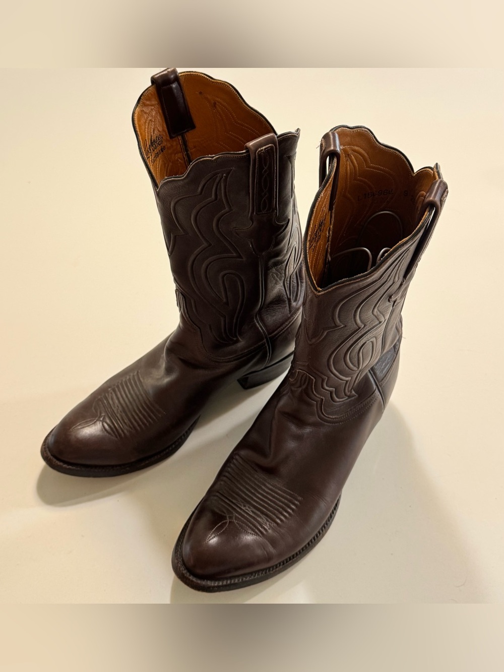 Lucchese Classics Mens Handmade Boots Leather Brown Size 9 2E EE Made In USA